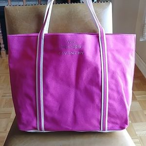 Givenchy pink canvas tote shoulder purse travel shopping beach bag